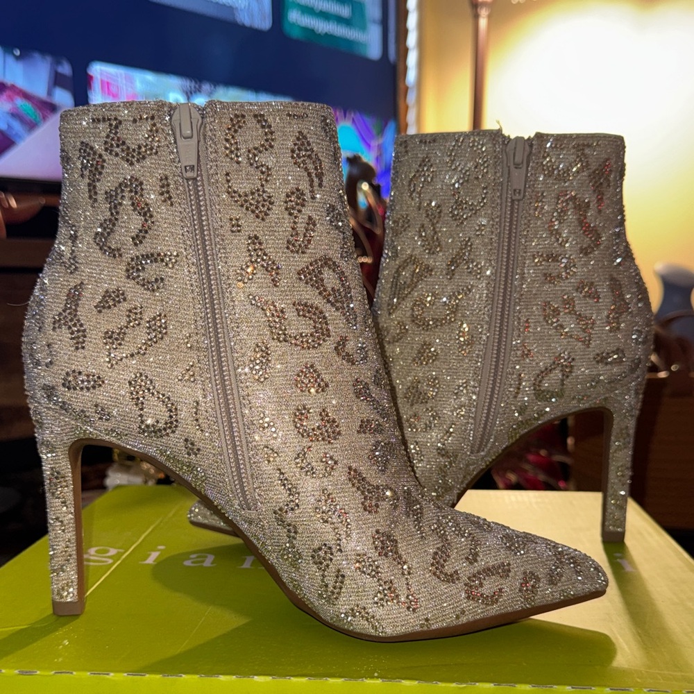 Gianni Bini Sparkling Silver Ankle Boots